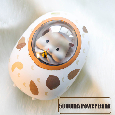 Mini banco de energía portátil para chica, 5000mAh, cápsula espacial, hámster, carga USB, calentadores de manos para chica, regalo, Gato de mantequilla, Banco de energía ► Foto 1/6