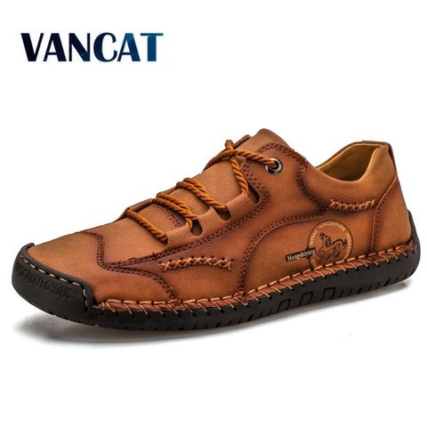 Zapatos informales hechos a mano para hombre, mocasines planos de cuero partido, cómodos, de calidad, de zapatillas talla 48 ► Foto 1/6