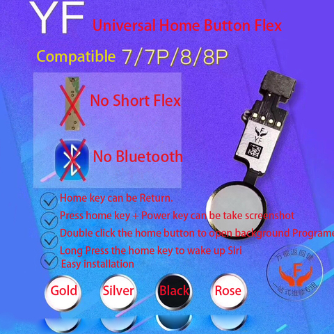 Botón de inicio Universal para IPhone 7, 7 Plus, 8 y 8 Plus, con función de captura de pantalla de retorno táctil, funciona sin función de ID táctil ► Foto 1/2
