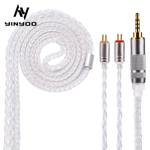 Yinyoo 16 Core Cable plateado/2,5/3,5/4,4mm Cable de actualización con MMCX/2PIN/QDC para BLON BL-01 BL-03 KZ ZAX ASX EDX TRN V90S ► Foto 1/6