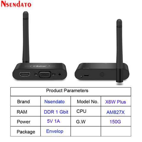 Mirascreen X6W Plus Miracast 5G 4K TV stick Adaptador 3 en 1 HD VGA AV 1080P receptor de llave electrónica con pantalla y wifi ► Foto 1/6