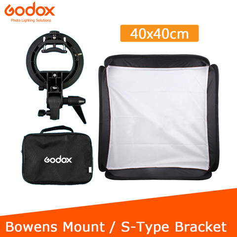 Godox 40x40cm Softbox + soporte tipo S soporte Bowens + Kit de bolsa para Flash de cámara ► Foto 1/6