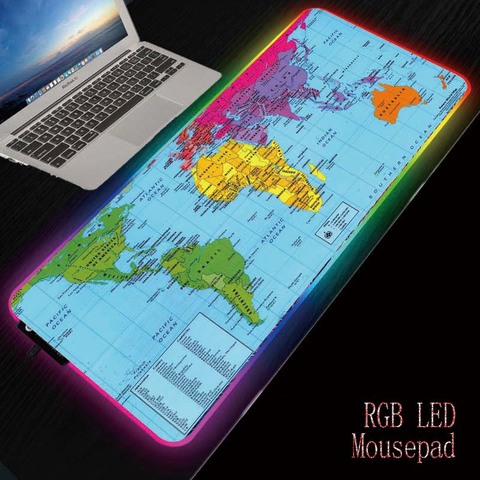 XGZ mundo mapa grande RGB juego Mouse Pad alfombrilla para jugador luz LED iluminado cable USB colorido luminoso de la no-Slip ratón ratones ► Foto 1/1