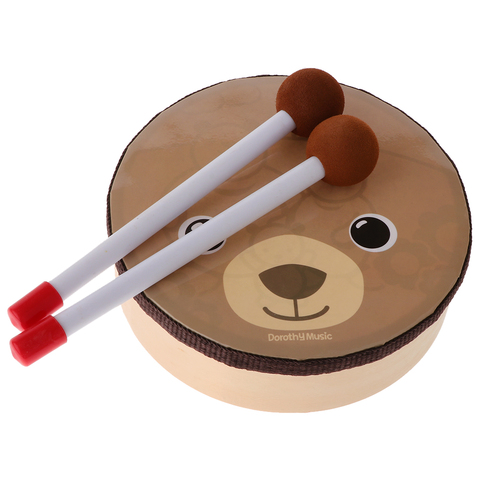 Tambor de patrón de oso de dibujos animados para niños, instrumento de percusión de juguete Musical con varillas de tambor, Correa ► Foto 1/6