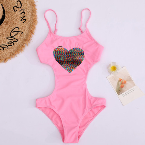 Ropa de playa con corazón de lentejuelas para niños, bañador de una pieza, Monokini, 2022 ► Foto 1/6