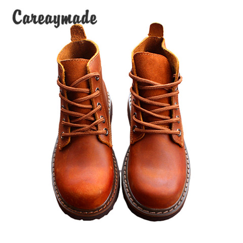 Careaymade-zapatos de piel auténtica de estilo retro para chica, botines hechos a mano, 5 colores ► Foto 1/6