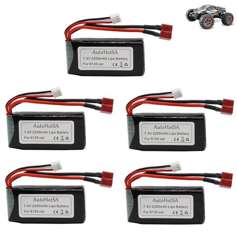 7,4 V 2200mah Lipo batería para XINLEHONG 9125 juguetes de Control remoto coche espaÃ A de la batería 9125 XLH actualizado de 7,4 V 1600 mah 1-5 uds ► Foto 1/6