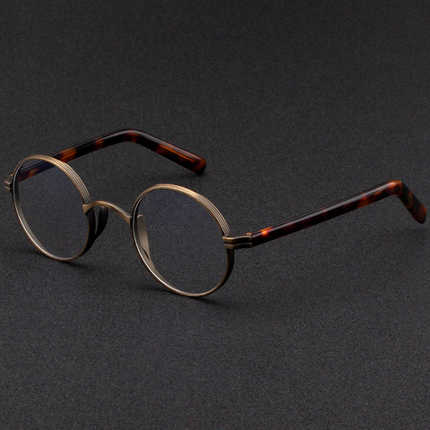 Gafas para miopía con montura para hombre y mujer, anteojos de acetato Vintage redondos de marca de lujo, gafas ópticas graduadas de titanio, montura pequeña ► Foto 1/6