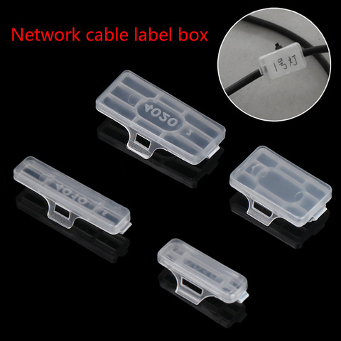 50 Uds corbata impermeable Etiqueta de marcador de fibra organizadores señal de Cable transparente etiqueta caja de tarjetas de identificación de pantalla Cable ► Foto 1/6