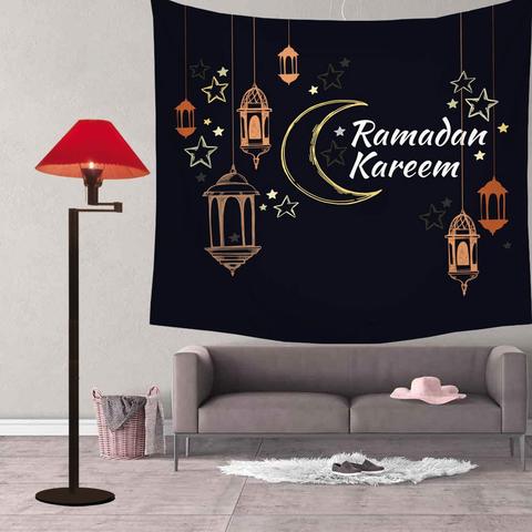 Amwill Eid Mubarak-Tapices de decoración, mantel de decoración de Ramadán musulmán, Ramadan Mubarak, suministros de fiesta Eid Mubarak 65D ► Foto 1/6