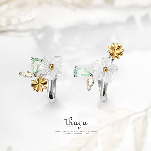 Thaya-pendientes de flores de sol sólida plata 925 para mujer, aretes de Clip, joya de compromiso, joyería fina ► Foto 1/6