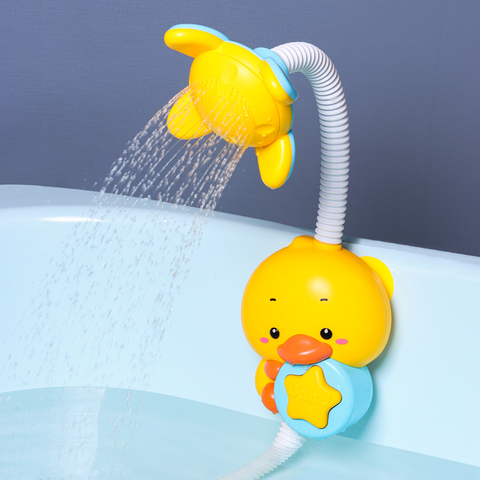 QWZ-Juego de agua para bebés, modelo de pato, grifo de ducha eléctrico con PULVERIZADOR DE AGUA, juguetes de baño para niños, regalos ► Foto 1/6