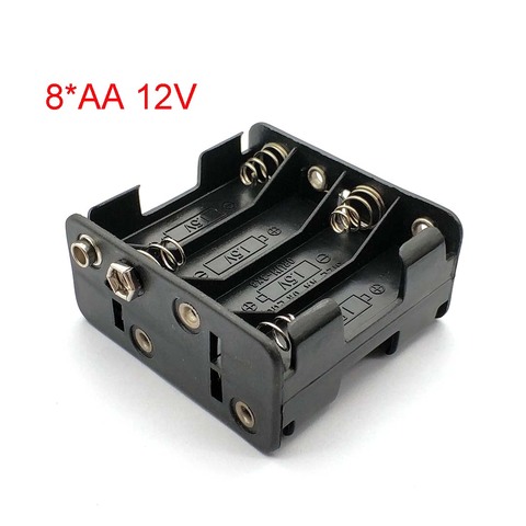 Caja de soporte para almacenamiento con ranura para Clip de batería, 8AA, 12V, 8 pilas AA, conector a presión de 9V ► Foto 1/5