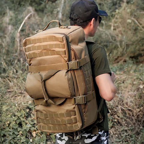 Mochila táctica militar para exteriores, mochila de nailon resistente al agua, para Trekking, escalada, bolsa de viaje de alta capacidad, 70L ► Foto 1/6