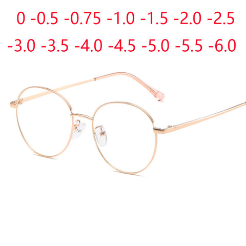 Gafas redondas de Metal para mujer, gafas fotocrómicas con prescripción Anti luz azul para miopía, 0-0,5-1,0-1,5-2,0 a-6,0 ► Foto 1/6