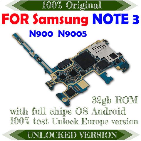 Placa base original para Samsung Galaxy NOTE 3 N900 N9005, 32GB, versión europea, placa base desbloqueada, placa lógica de función completa ► Foto 1/2