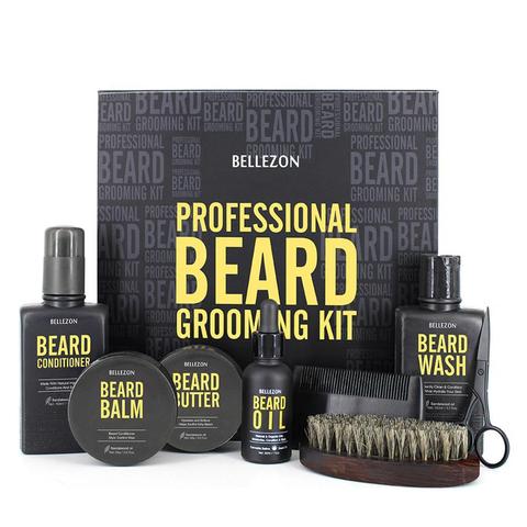 4 unids/set hombres barba Kit barba y el crecimiento rápido engrosamiento barba crecimiento activador suero barba de barba peine ► Foto 1/6