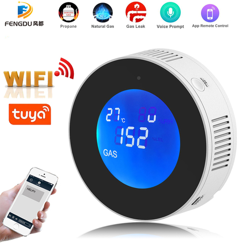 Fuga de Gas Natural Detector de alarma de Tuya. WiFi inteligente para casa metano/propano alerta detectores con sonido de voz de fuente de alimentación usb ► Foto 1/6