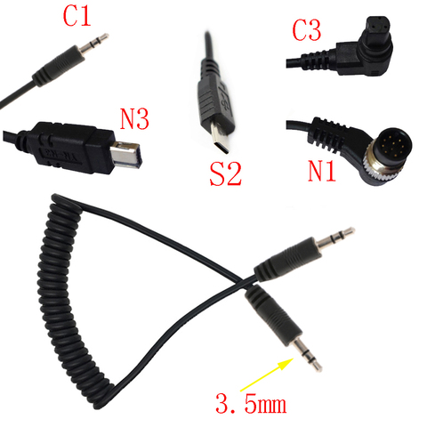 3,5mm Cable de liberación remota de obturador Cable de conexión C1 C3 N1 N3 S2 para Canon Nikon Sony Pentax ► Foto 1/6