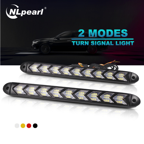 Nlpearl-tira de luces LED de circulación diurna para coche, luces intermitentes secuenciales DRL impermeables, color blanco, amarillo, 12V, 2 unidades ► Foto 1/6