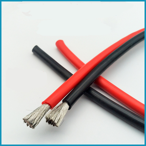 De 1 metro negro y 1 metro de rojo de silicona de alambre 6AWG 10AWG 12AWG 14AWG 16AWG 18AWG blando y resistente al calor de silicona de alambre de Gel de sílice de Cable ► Foto 1/6