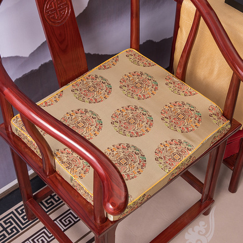 Cojín de esponja de estilo chino para silla de comedor, almohadilla de glúteos para decoración del hogar, almohadilla para sentarse, 8 tamaños, impresión dorada ► Foto 1/6