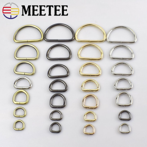 Meetee 20 piezas 13-50mm anillo de Metal D hebillas cierre correa de bolsa mochila Correa ganchos Collar ropa de cuero DIY accesorio para manualidades ► Foto 1/6