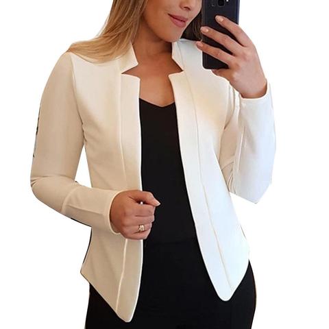 Blazer de manga larga para mujer, moda de otoño, Color sólido, con cuello levantado, ropa para mujer, trajes de manga larga ► Foto 1/1