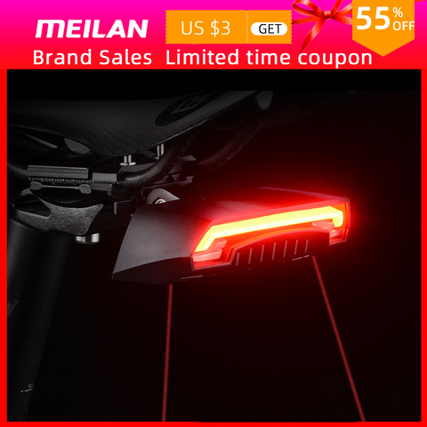 MeEILAN X5-luz de freno para bicicleta, luz trasera con Flash, giro trasero, mando a distancia inalámbrico, luces de línea de seguridad láser para ciclismo ► Foto 1/6