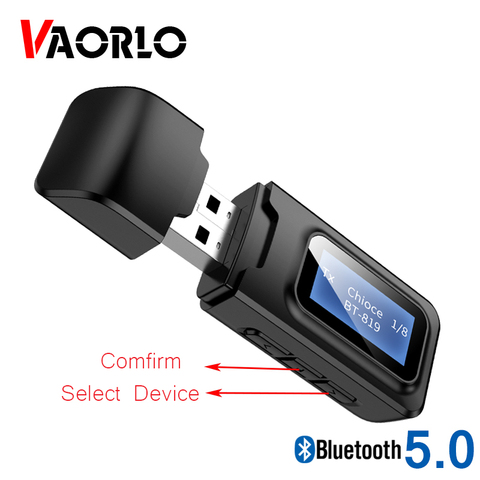 VAORLO-Adaptador USB 5,0 2 en 1, dispositivo con pantalla LCD opcional, conexión Bluetooth, receptor transmisor para TV, auriculares de baja latencia ► Foto 1/6