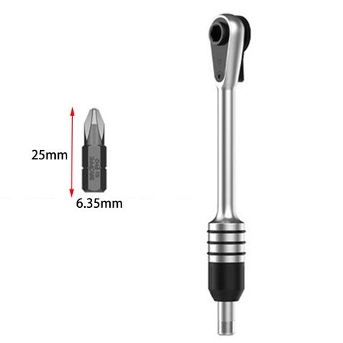 Destornillador de trinquete 2 en 1, herramienta de soporte de destornillador de ajuste de vástago hexagonal de 6,35mm a 4mm ► Foto 1/6