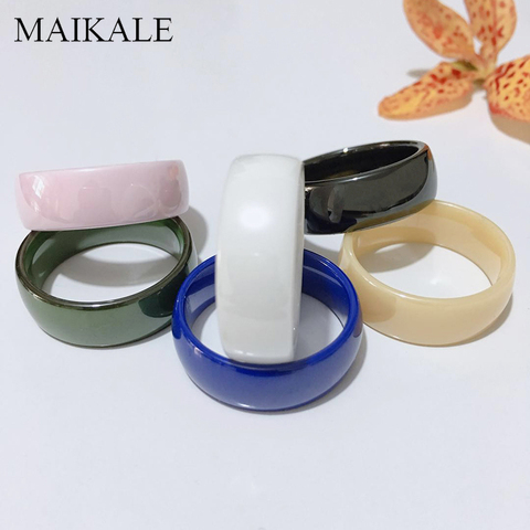 MAIKALE-Anillos sencillos de cerámica para mujeres y hombres, 3/6/8mm, negro/Blanco/azul/rosa, banda de boda, accesorios de joyería, regalos para niñas 7-10 ► Foto 1/6