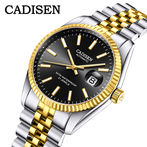 CADISEN-Reloj de acero inoxidable para hombre, accesorio masculino de pulsera resistente al agua con mecanismo automático, complemento deportivo mecánico de marca lujosa de negocios ► Foto 1/6