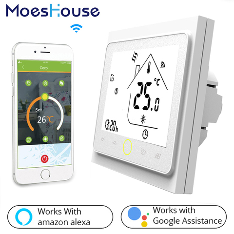 Moeshouse Controlador de temperatura de termostato inteligente WiFi para agua/calefacción eléctrica de suelo Agua/caldera de Gas funciona con Alexa Google Home ► Foto 1/6
