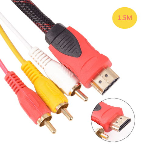 Convertidor de conversión de 1,5 M, Cable HDMI a RCA, Cable HDMI macho a 3 RCA AV macho compuesto AV macho, Cable adaptador de conector M/M ► Foto 1/5