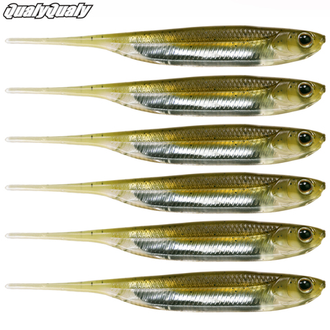 QualyQualy 6 unids/bolsa cebos blandos para pesca Shad gusano 8cm 2,8g cebos de pesca de silicona suave señuelo para Pesca de lubina ► Foto 1/6