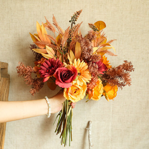 Ramo de flores falsas de diente de león, flores híbridas de alta calidad, Gerbera, flor Margarita Artificial para decoración de hogar y boda, otoño ► Foto 1/6