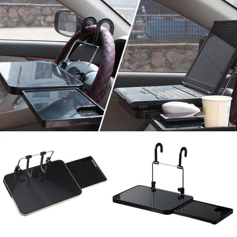 Soporte de bebidas para volante de coche, mesa plegable Universal para ordenador portátil, estante para ordenador con gancho para cajón ► Foto 1/6