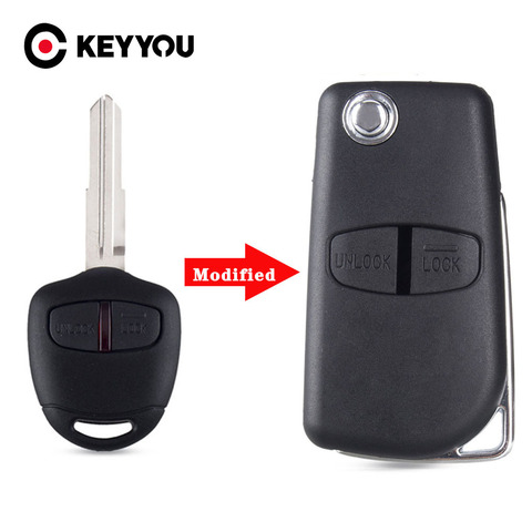 KEYYOU-funda abatible de 2 botones para llave remota, carcasa modificada para Mitsubishi New ASX GRANDIS Outlander LANCER-EX, hoja derecha/izquierda ► Foto 1/6