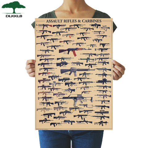 DLKKLB-carteles de pistola de fama mundial, póster Vintage de estilo militar, papel Kraft, pintura decorativa, pegatina de pared del dormitorio para el hogar ► Foto 1/6