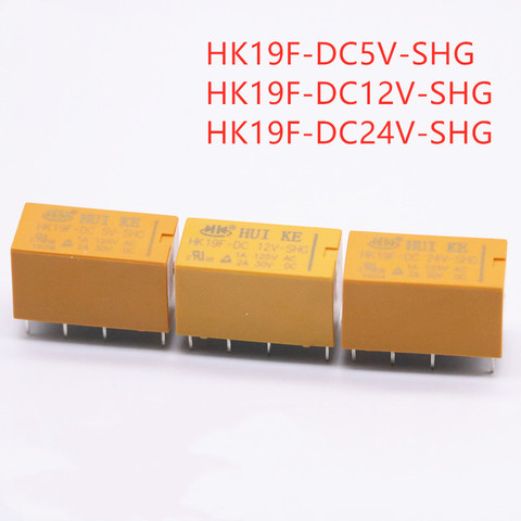 5 uds Mini relé de potencia HK19F-DC5V-SHG HK19F-DC12V-SHG HK19F-DC24V-SHG bobina DPDT 8 Pin relés Tipo PCB HK19F 2NO 2NC ► Foto 1/5