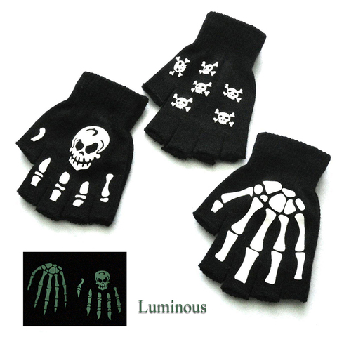 De moda de estilo Halloween guantes de terror cráneo hueso esqueleto guantes novedad Unisex invierno cálido guantes ► Foto 1/6