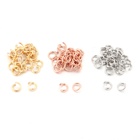 Semitree 100 unids/lote 3mm 5mm Acero inoxidable oro rosa anillos de salto Split anillos para fabricación de joyería DIY collar accesorios para manualidades ► Foto 1/6