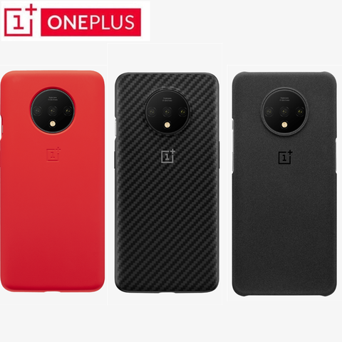 100% Original de Oneplus 7T, funda de protección de silicona, en Stock oficial, piedra arenisca, parachoques, Karbon ► Foto 1/6