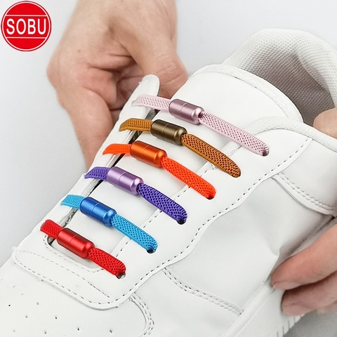 Cordones elásticos para zapatos de aluminio para hombre y mujer, 1 par, sin cordones, de goma, especial, 20 colores ► Foto 1/6