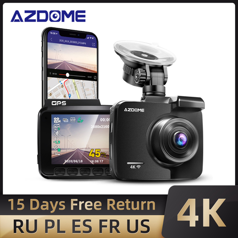 AZDOME-grabador con Wifi para coche, Mini GS63H 4k, 1080P, lente Dual, cámara de visión nocturna Super, GPS incorporado, cámara de salpicadero gran angular ► Foto 1/6
