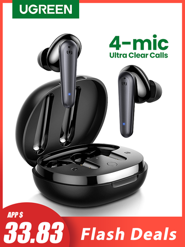 UGREEN-auriculares inalámbricos HiTune T1, dispositivo de audio con 4 micrófonos, TWS, Bluetooth 5,0, estéreo, 24H de reproducción, carga USB C ► Foto 1/6