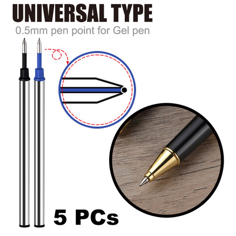 Recambios de bolígrafo de tinta importada, 0,5mm, recarga Negro de agua, azul, relleno de metal, 5 uds. ► Foto 1/6