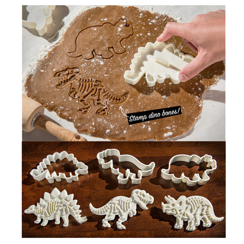 Molde cortador de galletas de dinosaurios en 3D, molde de estampado de galletas de dinosaurio, molde de postre manualidades con azúcar, molde de hornear de silicona para herramienta de decoración de pasteles Sop ► Foto 1/5