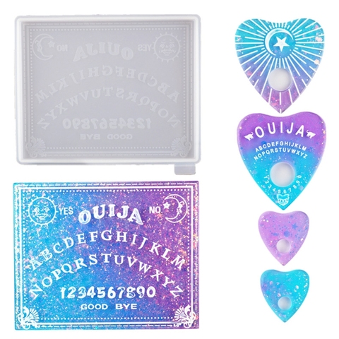 Ouija-llavero con colgante de corazón gótico, molde de fundición de resina, Ouijas, Planchette con agujero, artesanía de Molde de resina de silicona ► Foto 1/6